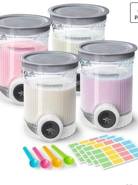 Set of 4 Clear Frozen Yogurt ice cream containers compatible with Ninja NC700